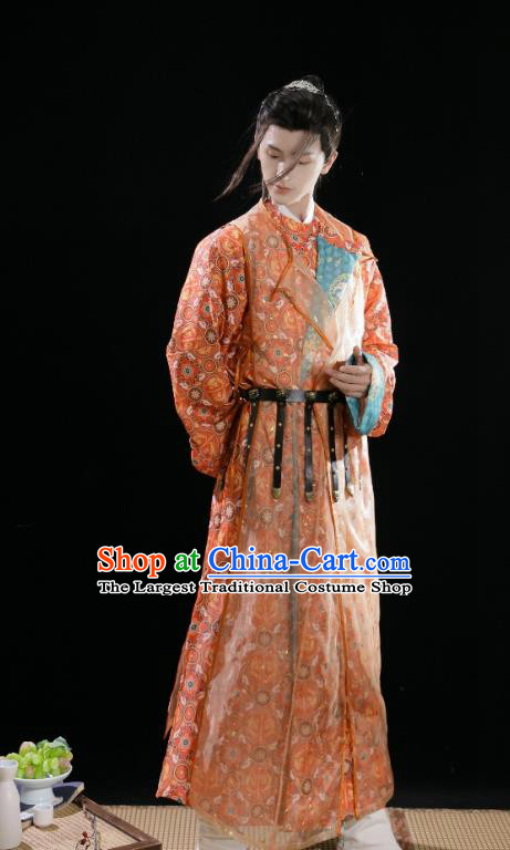 China Traditional Dun Huang Design Hanfu Robe Tang Dynasty Male Costume Ancient Young Hero Clothing