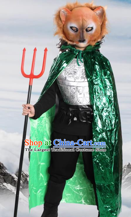 Halloween Cosplay Lion Demon Costume China TV Series Journey to the West Green Lion Monster Clothing