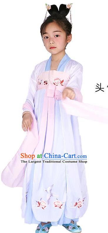 China Ancient Goddess Chang E Clothing Top Children Halloween Fancy Ball Costume Cosplay Fairy Dress