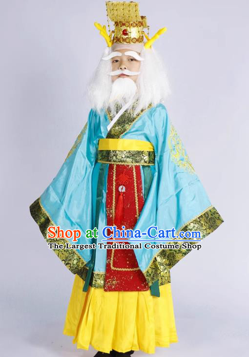 Cosplay Immortal Blue Outfit Journey to the West King of the Western Seas Ao Run Clothing Top Children Halloween Fancy Ball Costume