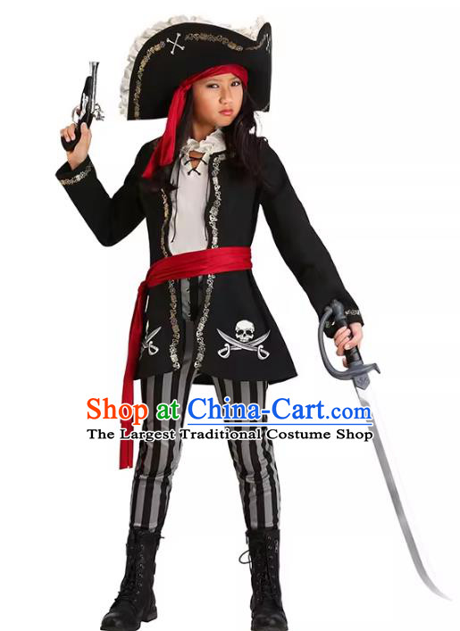 Top Stage Performance Shipmaster Clothing Cosplay Children Pirate Outfit Halloween Party Costume
