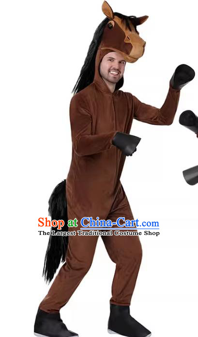 Top Cosplay Horse Brown Outfit Halloween Party Costume Stage Performance Animal Clothing