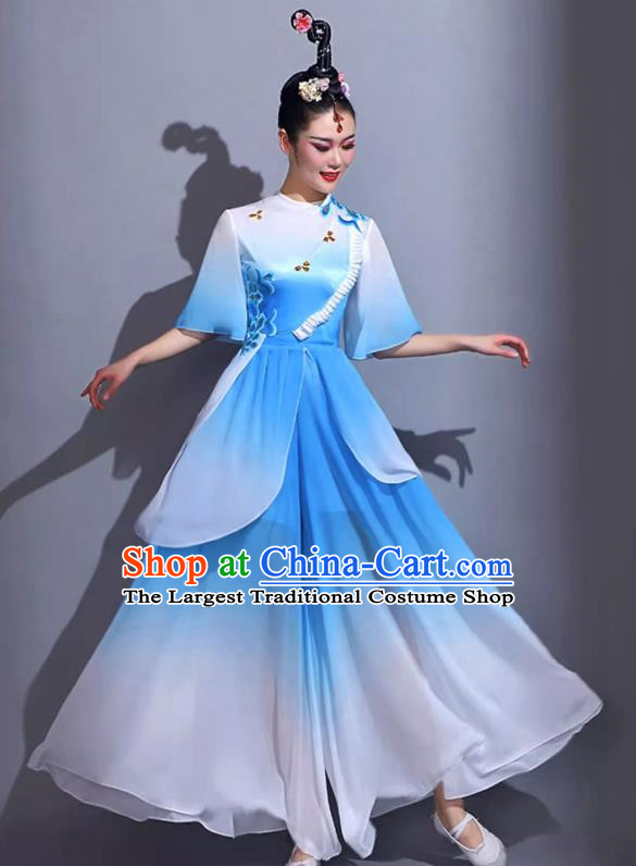Light Blue Classical Dance Costumes Female Fan Dance Costumes Square Dance Suits Jiaozhou Yangko Dance Costumes Stage Costumes