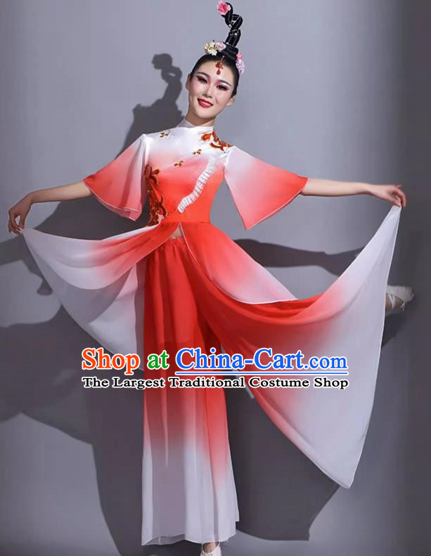 Red Classical Dance Costumes Female Fan Dance Costumes Square Dance Suits Jiaozhou Yangko Dance Costumes Stage Costumes