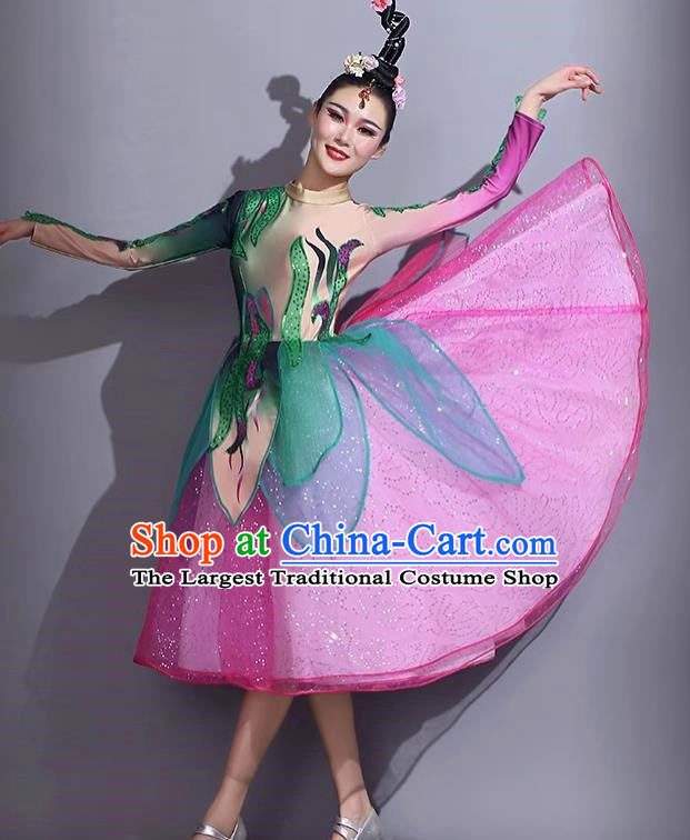 Modern Dance Short Skirt Performance Costume Mid Length Dance Skirt Opening Dance Costume Backup Dance Square Dance Competition Fan Dance