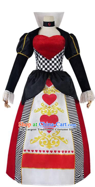 Christmas Stage Performance Costume European Retro Clothing Top England Red Queen Playing Cards Dress