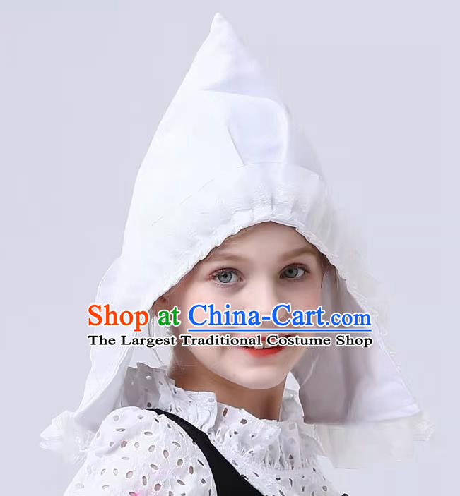 Christmas Stage Performance Hat Netherlands Children Headwear Western European Traditional White Pointy Hat