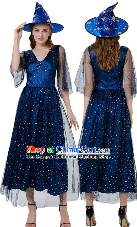 Halloween Party Vampire Clothing Cosplay Witch Blue Dress Christmas Drama Performance Costume