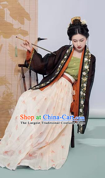 China Ancient Song Dynasty Young Lady Dress Costumes Traditional Hanfu Complete Set