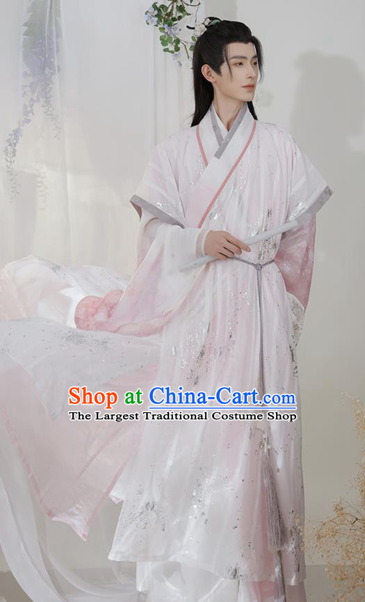 China Ancient Scholar Costumes Male Traditional Hanfu Da Hu Outfit Ming Dynasty Young Childe Clothing