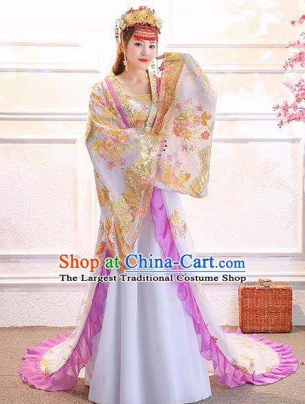 China Female Hanfu Trailing Dress Ancient Imperial Consort Costume Tang Dynasty Empress Clothing