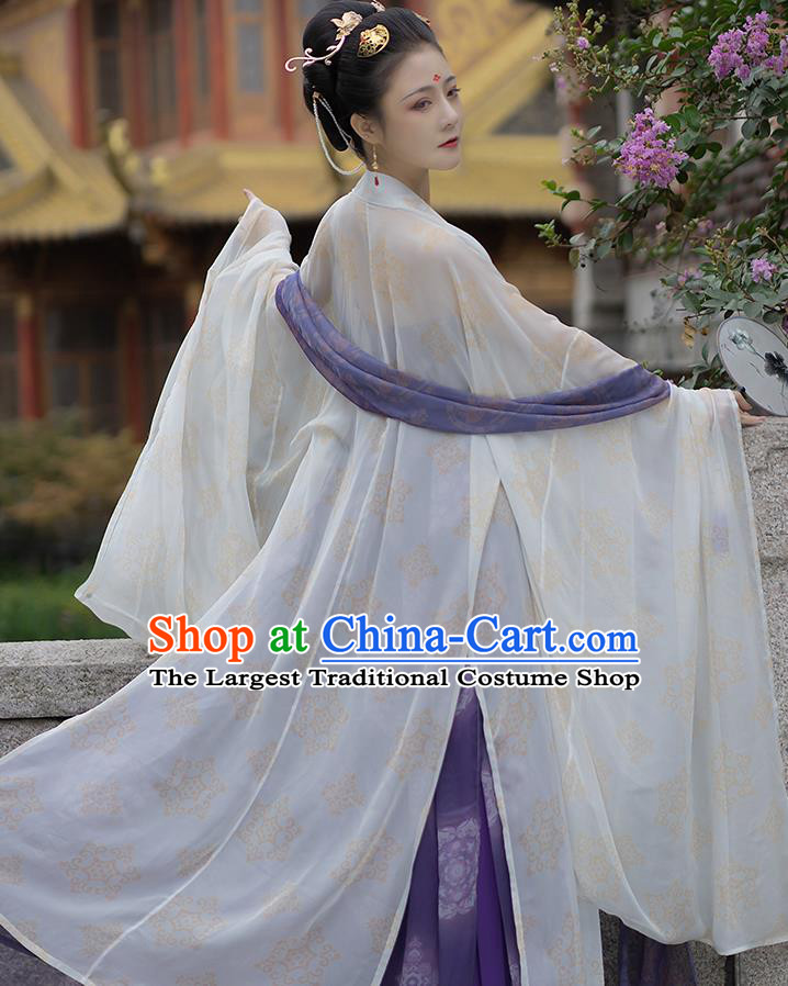 China Woman Hanfu Purple Hezi Dress Ancient Empress Clothing Tang Dynasty Noble Lady Historical Costumes