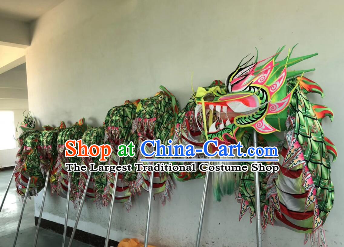 Chinese Celebration Green Dragon Competitive Dragon Dancing Props Professional Parade Dragon Dance Fluorescent Costume