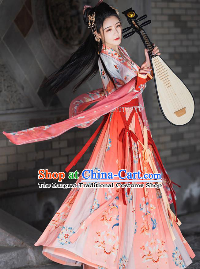 China Ancient Fairy Clothing Tang Dynasty Princess Replica Costume Hanfu Beizi and Ruqun Complete Set