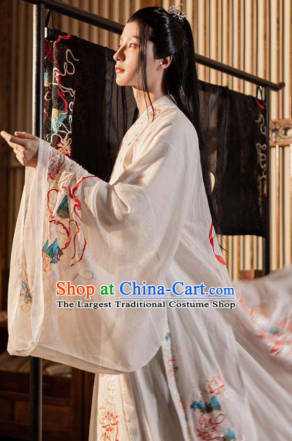 China Ancient Scholar Clothing Song Dynasty Young Childe Replica Costumes Hanfu Embroidered Garments Complete Set