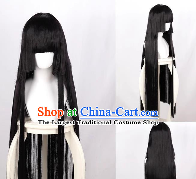 Hell Girl Enma Ai Horaishan Kaguya Snow Girl 100cm Black Mixed Purple Long Straight Cos Wig