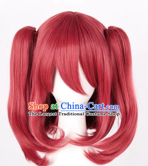 Kurosawa Ruby Water Ball Aqours Small Tiger Mouth Clip Mixed Dark Red Cosplay Anime Wig