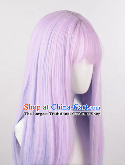 Wig Female Long Hair Long Straight Hair Pink Purple Mixed Blue Gradient Lolita Ladies Lolita Whole Wig