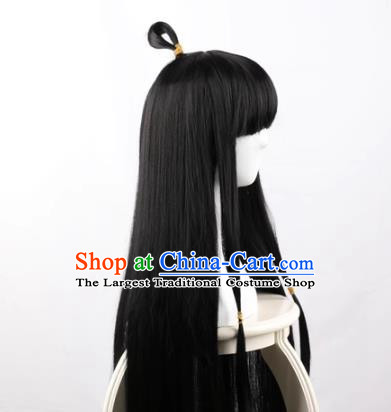 Ayari Maya Cos Fake Hair Black 100cm Female Full Bangs Long Straight Hair Cosplay Wig