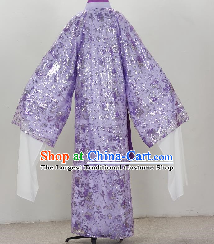 Purple Drama Costumes Ancient Costumes Yue Opera Huangmei Opera Costumes Cantonese Opera And Qiong Opera Costumes Sequins Diagonal Collar Water Sleeves Student Clothes