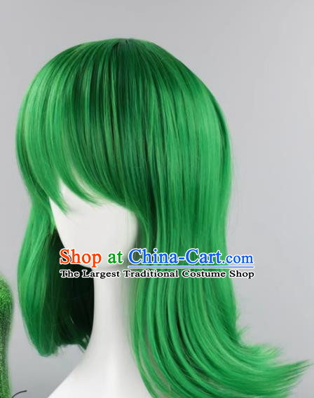 Inside Out Hates The Reverse Warped Mixed Green Short Hair Flip Up Style Cosplay Anime Wig