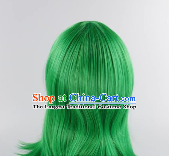 Inside Out Hates The Reverse Warped Mixed Green Short Hair Flip Up Style Cosplay Anime Wig