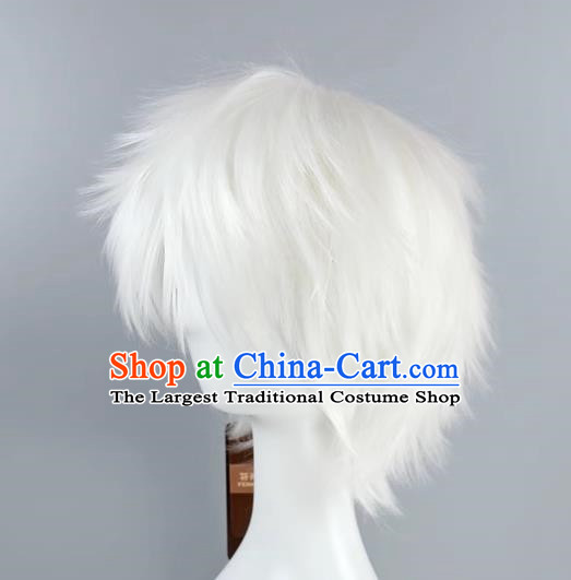 Gintama Sakata Gintoki Minghu Reversed Fluffy Qisili White Men Short Hair Cos Wig