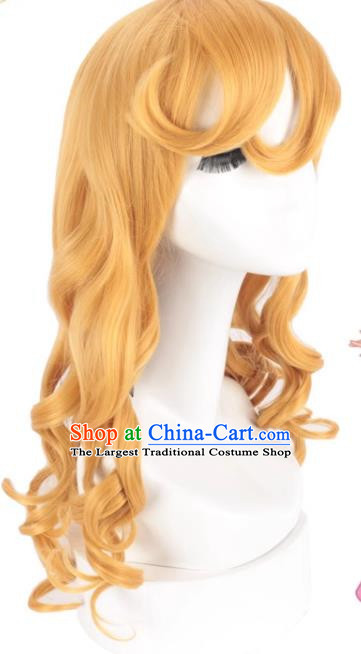 Golden Gold Hair Long Curly Cosplay Wig