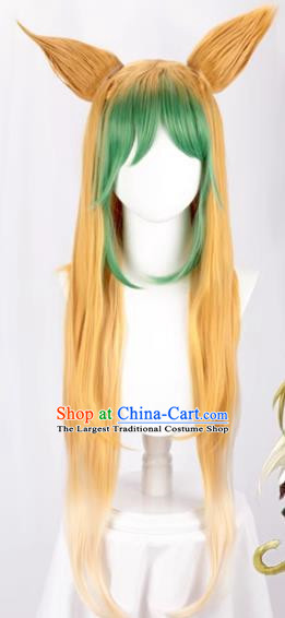 Fate Apocrypha Atalanta Red Archer Yellow Green Gradient Cos Wig