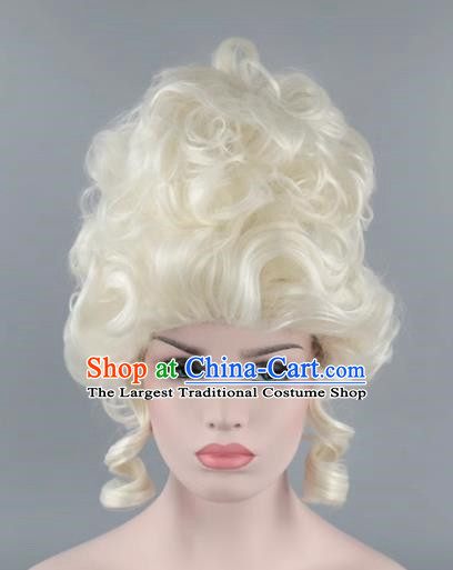 Fluffy Curly Hair Platinum Aristocratic Queen Palace Masquerade Cos Wig
