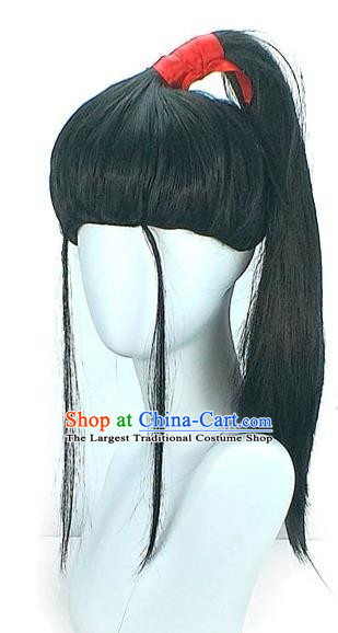 Black Long Straight Hanfu Overall Shape Ancient Style Straight Bangs Hua Mulan Costume Ladies Wig