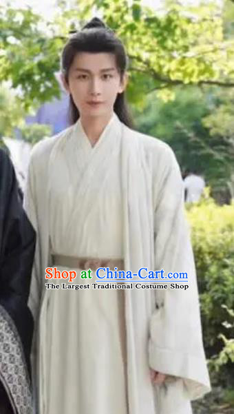 China Ancient Young Hero White Costumes TV Series Mysterious Lotus Casebook Swordsman Li Lianhua Replica Clothing
