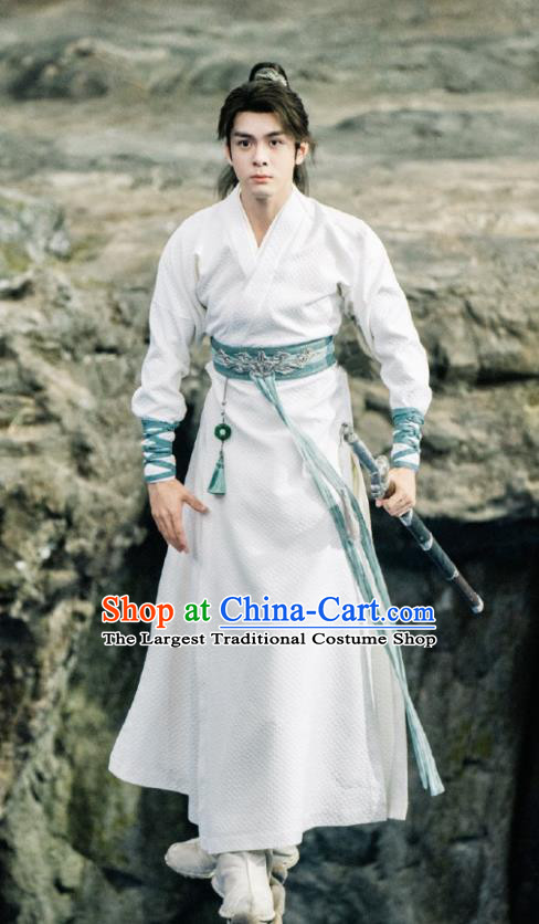 TV Series Mysterious Lotus Casebook Fang Duobing Costumes Ancient China Swordsman Garment Young Hero White Clothing