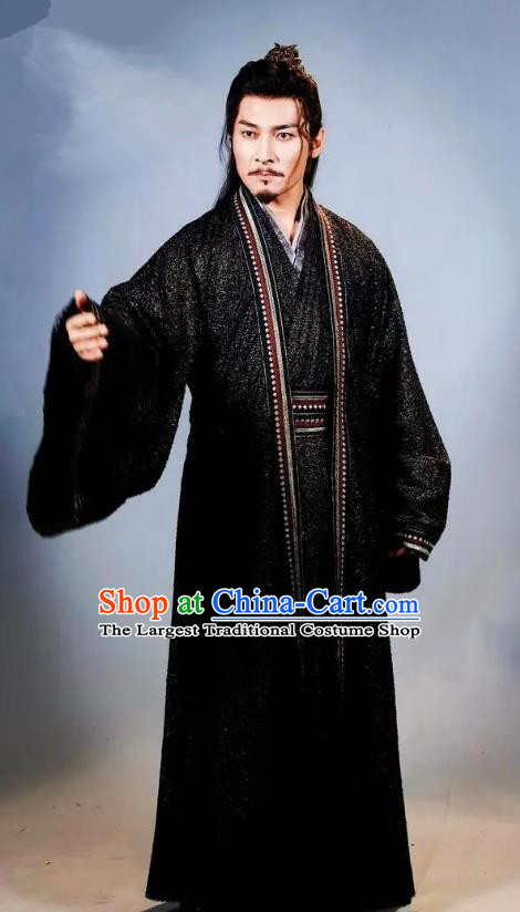 TV Series Mysterious Lotus Casebook Swordsman Shan Gudao Clothing Ancient China Martial Arts Master Black Costumes