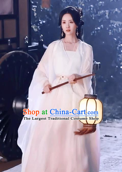 China Ancient Princess Costumes TV Series Till The End of The Moon Fairy Ye Bingchang White Dress