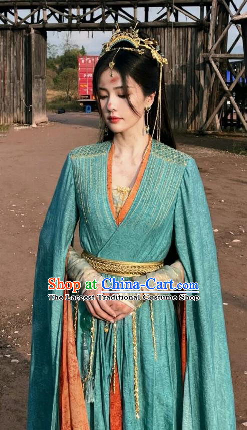 China Ancient Fairy Princess Clothing TV Series Till The End of The Moon Goddess Li Susu Blue Dress