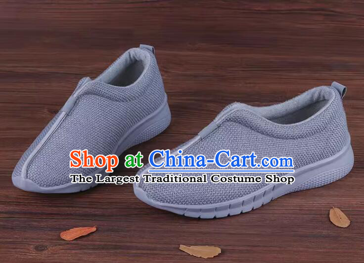 China Winter Monk Shoes Handmade Lay Buddhist Shoes Grey Insulating Shoes