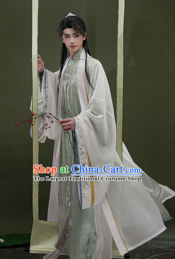 China Song Dynasty Noble Childe Clothing Ancient Young Man Costumes Traditional Hanfu Scholar Beizi Outfit