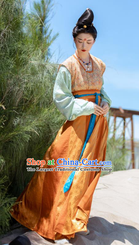 China Ancient Palace Lady Clothing Early Tang Dynasty Court Princess Costumes Traditional Hanfu Dresses