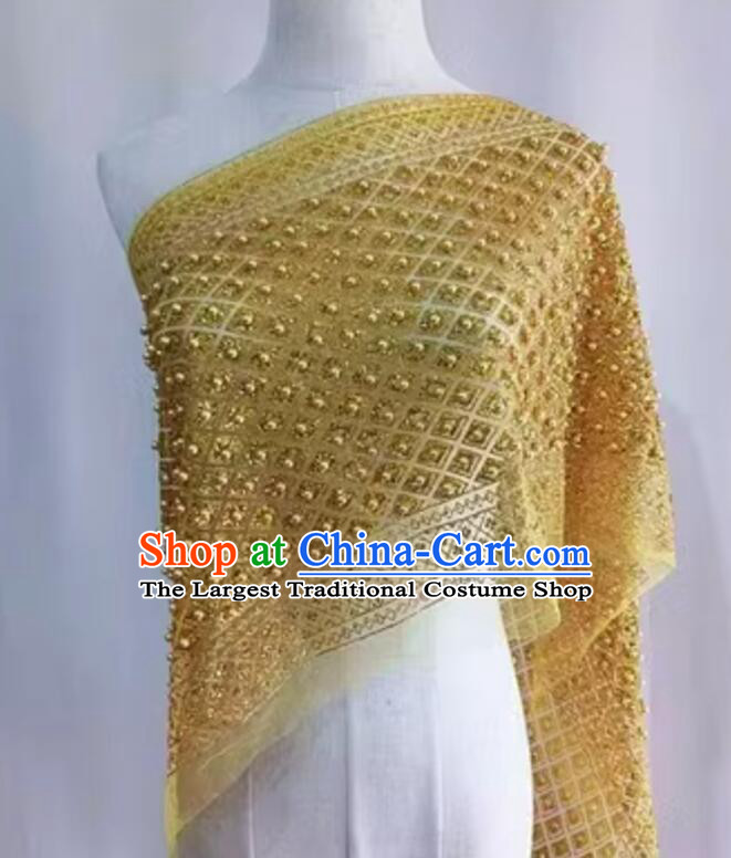 Thailand Traditional Costume Handmade Embroidered Beads Shawl Golden Mantilla
