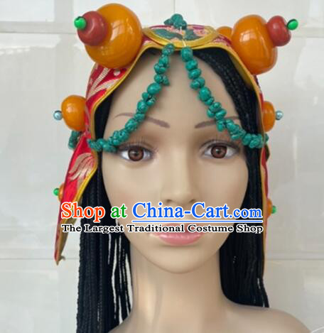 Top Tibetan Wedding Headpieces Chinese Zang Nationality Folk Dance Hair Accessories Xizang Ethnic Bride Hair Jewelries