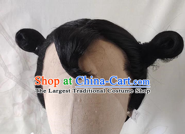 Wig Front Hand Hook Lace Anime Costume Reverse Three Point Men Style Nezha Double Buns