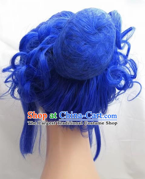 COSPLAY Wig Gemini Princess COS Lianyin Blue Roman Curly Wig Custom Made