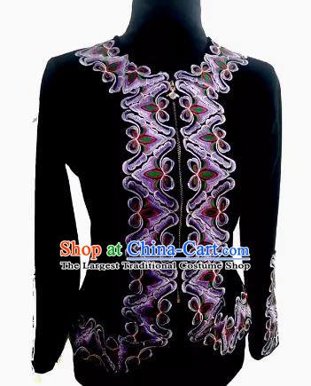 Black Chinese Xinjiang dance gold velvet inlaid flower top women performance costume