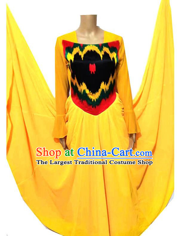 Yellow Chinese Xinjiang Uyghur costume inlaid Adelaide swing dress