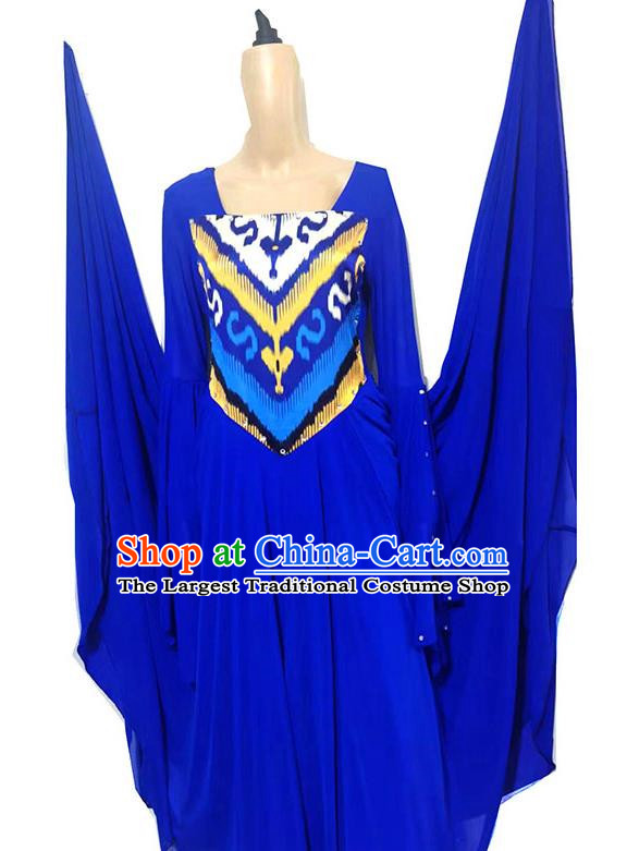 Sapphire blue Chinese Xinjiang Uyghur costume inlaid Adelaide swing dress