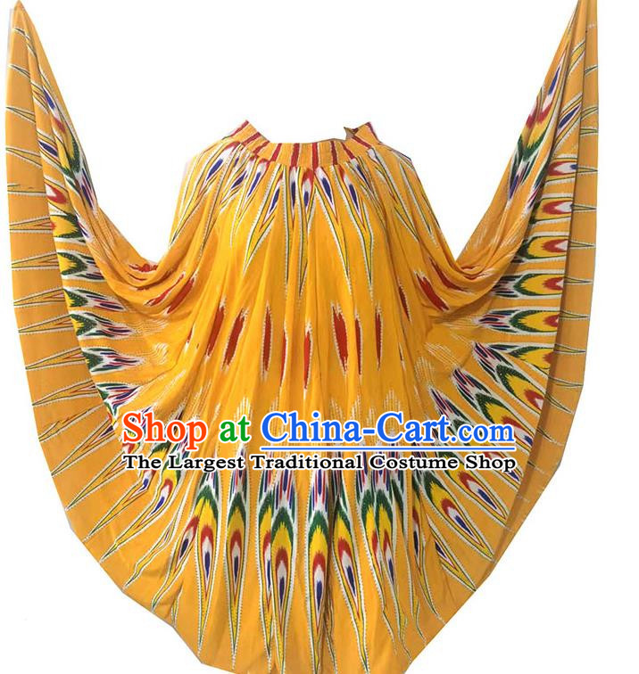 Yellow China Xinjiang dance costume Uyghur Adelaide large swing skirt