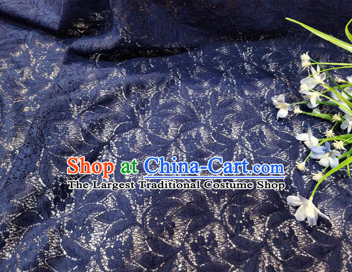 Top Hollowed Out Hawthorn Pattern Dark Blue Lace Material Costume Cloth Dress Lace Fabric