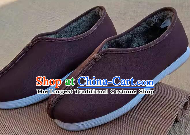 China Old Beijing Cloth Shoes Handmade Brown Winter Shoes