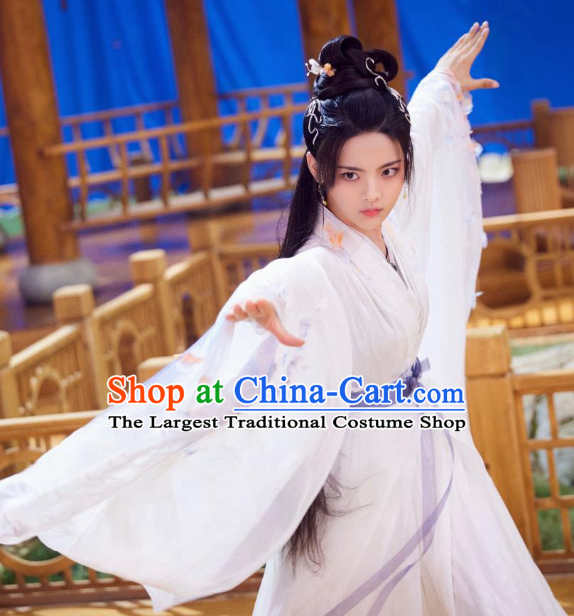 Ancient Chinese Goddess White Dress Clothing Xian Xia Drama Chong Zi Costumes
